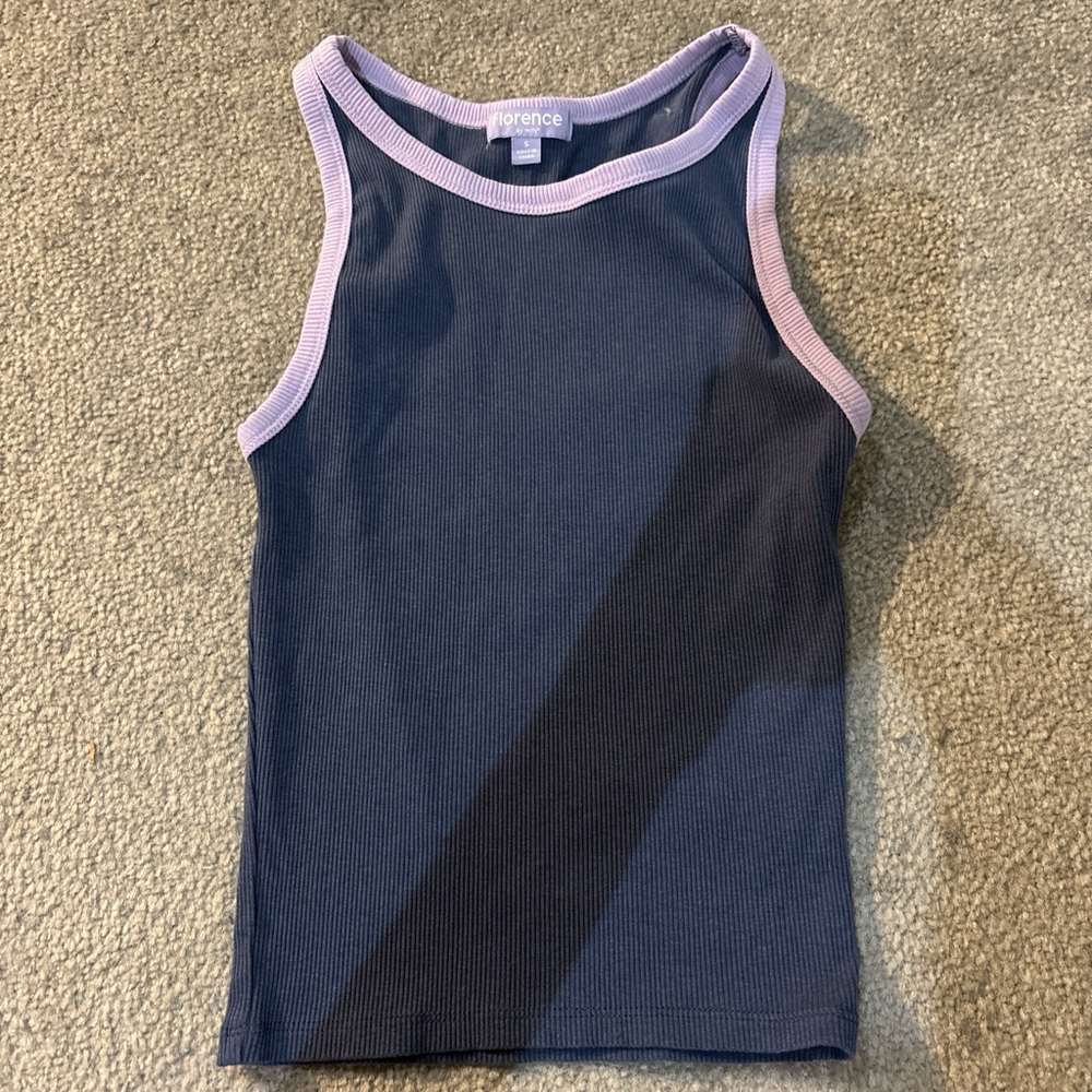 Florence Navy and Lavender Trim Tank Top